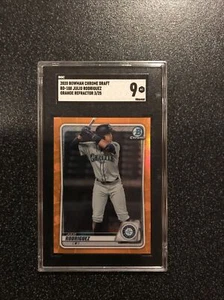 JULIO RODRIGUEZ 2020 Bowman Chrome Draft Prospect ORANGE REFRACTOR 08/25 SGC 9 - Picture 1 of 5