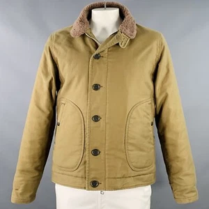 IRON HEART Size XL Whipcord N1 Deck Khaki Cotton Faux Shearling Jacket - Picture 1 of 8