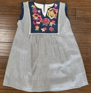 Top Savanna Jane para mujer grande azul y blanco a rayas floral bordado sin mangas - Imagen 1 de 11