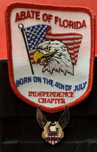 ABATE of Florida - Independence Chapter - Born on 4th of July - Patch and Pin - Bild 1 von 7