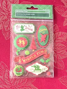 BEAUTIFUL TIS THE SEASON WINTER FUN 3D STICKERS - HOLIDAY TIME - FREE SHIPPING - Picture 1 of 1