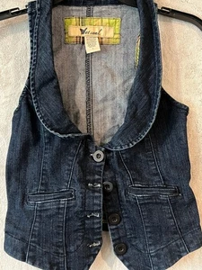 Vintage Wet Seal Jeansweste M Dark Wash Knopfleiste Y2K Indie Sleeze Grunge - Bild 1 von 5