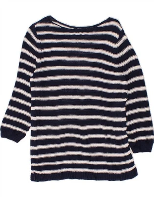 Suéter Jersey Cuello Barco CHAPS Mujer Reino Unido 14 Grande Azul Marino Rayas I201 Foto 1 de 3