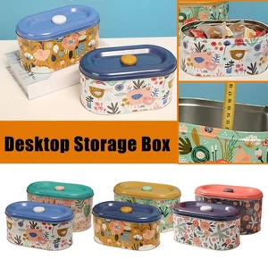 Desktop Storage Box Metal Large Capacity Sealed Storage Lid.,;'/ Containers P8D5 - Picture 1 of 16