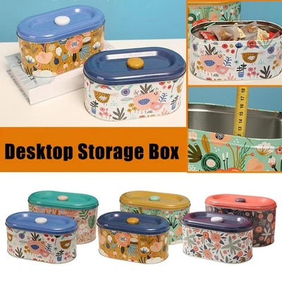 Desktop Storage Box Metal Large Capacity Sealed Storage Lid.,;'/ Containers P8D5 - Image 1 of 4