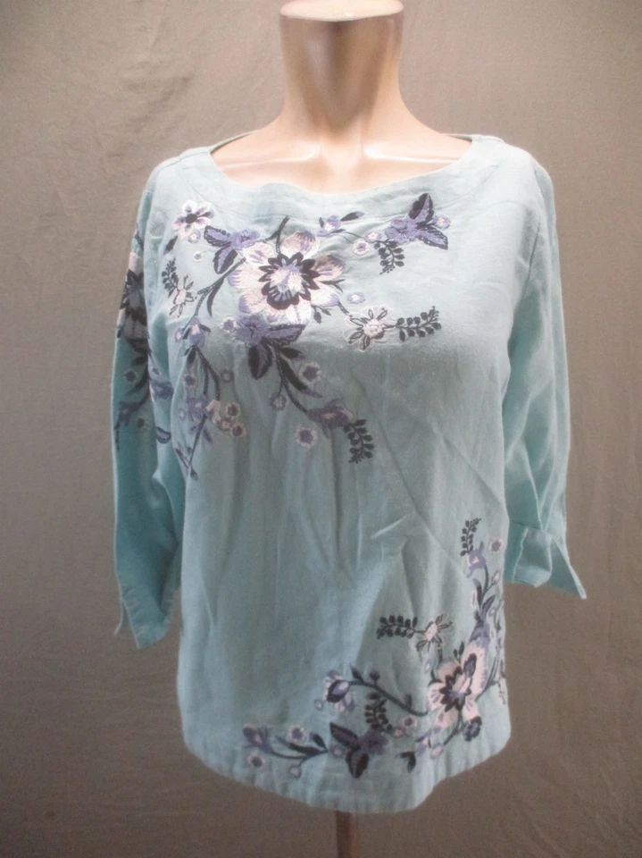 Top Charter Club para mujer talla XL multicolor floral bordado algodón lino 039 Foto 1 de 4