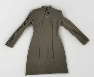 Vestido negro vintage Joseph Ribkoff Creations con abertura acanalada talla 6 brazos recortados (A30) Foto 1 de 4