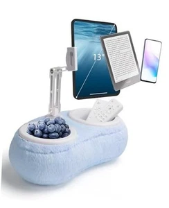 Lap Kindle Pillow Stand,Adjustable Aluminum Arm iPad Holder with Dual Blue - Afbeelding 1 van 7