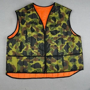 Chaleco de Caza De Colección Para Hombres XL Naranja Pato Camuflaje Reversible Acolchado Unión Hecho en EE. UU. - Imagen 1 de 13