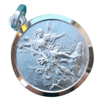 St São Miguel Arcanjo Banhado Em Prata 925 Berloque Pingente Medalha 0.82 Inc