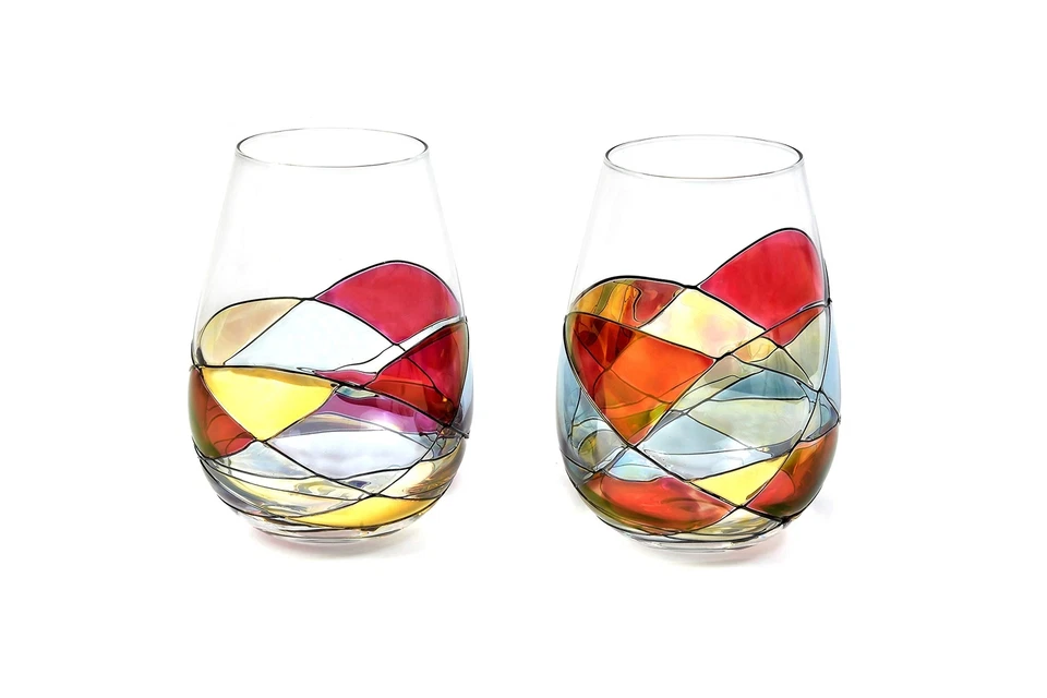ANTONI BARCELONA Stemless Wine Glass - SET 2 - Unique Hand Painted Gifts for ...