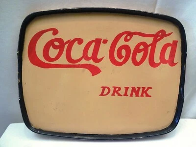 Vintage Drink Coca Cola Werbe Serviertablett Handbemalt Weich Drink Colle - Bild 1 von 4