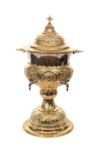 Fuente de agua bendita ortodoxa chapada en oro y plata de alta calidad 27,5"-70 cm 12L 405 oz - Imagen 1 de 1