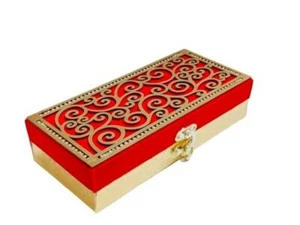 Rectangular Design Decorative Wooden Handcrafted Cash Box for Wedding/Shagun - Bild 1 von 4