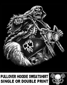 OLD SCHOOL OUTLAW GRIM SENAPER DEATH RIDER SKELETON BIKER SCHÄDEL HOODIE SWEATSHIRT - Bild 1 von 12