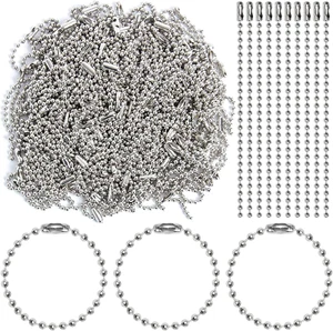 200 Pieces 100Mm Long Bead Connector Clasp Ball Chain Keychain Tag Keychain Ball - Picture 1 of 12