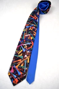 Neck Tie VTG Ralph Marlin Designer Tees 90s Golf Tees Poly Tie  55" x 3" c.1993 - Picture 1 of 8