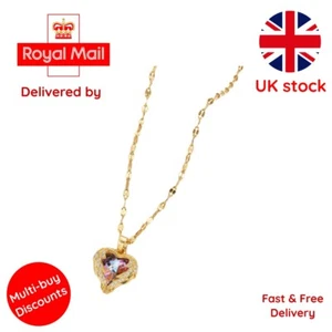 Halskette mit rotem Stein Kristall Ozean Herz Anhänger für Frauen koreanische Mode Edelstahl - Bild 1 von 6