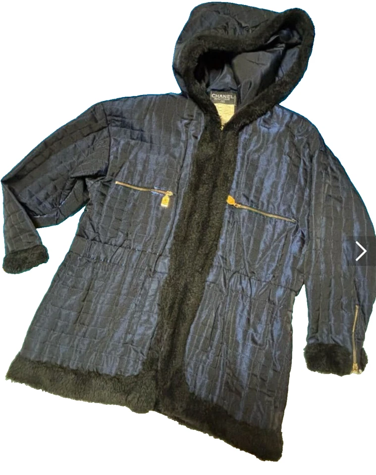 Винтажный CHANEL бутик выстеганный шелк пальто FR42 UK14 w подлинный сертификат - Изображение 1 из 4