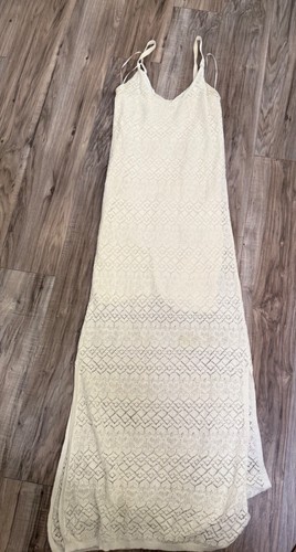 OFF WHITE Maxi abito Stradivarius in maglia intricata foderato S spalline civetta costa euro