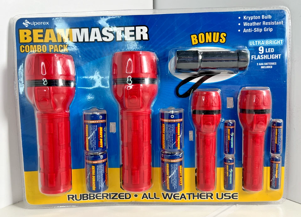 All-Weather Krypton Flashlight Set + One 9-LED Flashlight + BATTERIES - Image 1 of 4