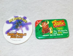 2 Disney Pins GameBreak Timon & Pumbaa's Jungle Games Bug Bustin Pinback Button - Picture 1 of 2