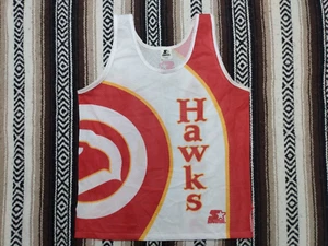 80s 90s Atlanta HAWKS Jersey vtg Starter NBA AOP full print Wilkins Young M/L - Picture 1 of 5