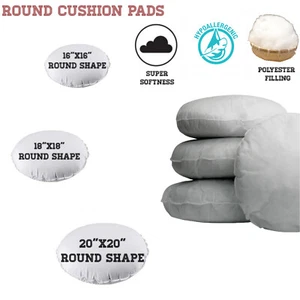 Round Cushion Seat Pad Inner Insert Scater Filler Circle Shape Pillow 16"18"20" - Picture 1 of 7