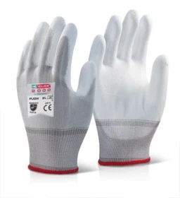 10 X Pairs Click 2000 Large Pugwl PU Coated White Work Gloves L Brand New - Picture 1 of 7
