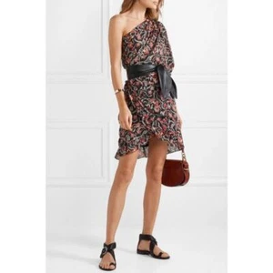 Isabel Marant Etoile Esther Kleid Gr. XS One Shoulder bedruckt Mini Rüschensaum - Bild 1 von 23