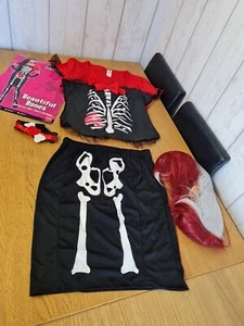 Smiffys Skeleton Beautiful Bones Costume Halloween. Size M 12 14 & Wig.#Q - Picture 1 of 13