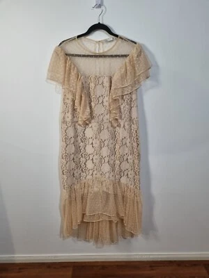 COOPER STREET size 20 pink chiffon round high neck body con cocktail midi - image 1 of 4