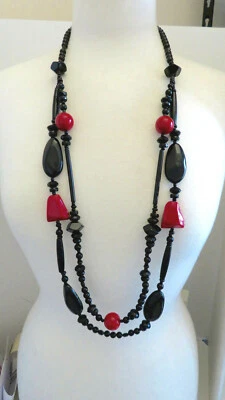 NEW CHICOSBLACK/RED TWO STRAND NECKLACE 36-40" - Image 1 of 3