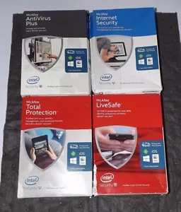 McAfee - AntiVirus Plus Internet Security Total Protection Live Safe 4 PC Bundle - Picture 1 of 6