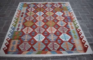 4'10 x 6'2 Handmade afghan tribal khotrang wool area kilim rug, 5x6 persian rug - Picture 1 of 10