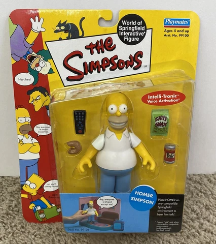 The Simpsons World of Springfield Homer Simpson Figure Playmates 2000 New Sealed Cover