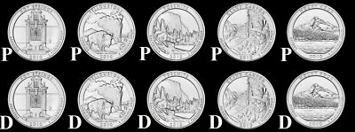 2010 P&D ATB "Brilliant Uncirculated" Quarter FULL SET US Mint National Parks BU - Image 1 of 4