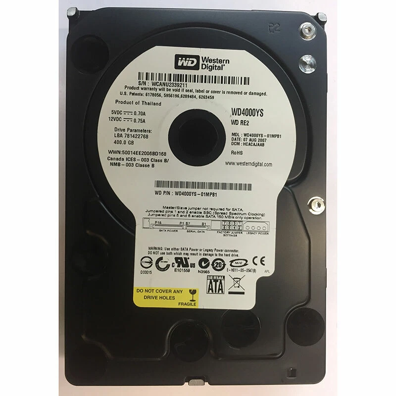 WD4000YS - Western Digital 400GB 7200 RPM SATA 3.5" HDD - Image 1 of 1