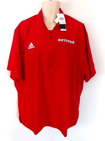 Rutgers Scarlet Knights Jacket Size 2XL Adidas Red Aeroready Pullover 1/4 Zip Cover