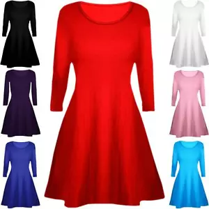 Swing Dress Mini Skater Round Neck Long Sleeve Kids Girls Childrens Top Age 5-13 - Picture 1 of 32