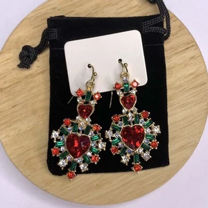 Kopen Australia | New Sacred Heart La Dolce Vita Red Gemstone Statement Earrings - Picture 1 of 9