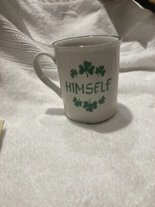 Carrigaline Pottery Made In Ireland “HIMSELF” Coffee cup Mug 10 oz Shamrocks! - Picture 1 of 8