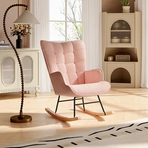 Bequemer Schaukelstuhl Ergonomisches Design Innenbereich Außenbereich Rosa - Bild 1 von 9