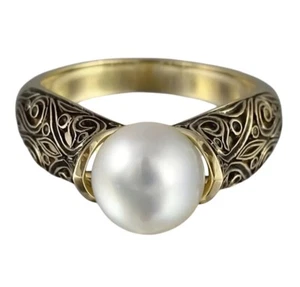 Anello donna dichiarazione perle placcate oro stile vintage boutique misura 8 🐟 - Foto 1 di 5
