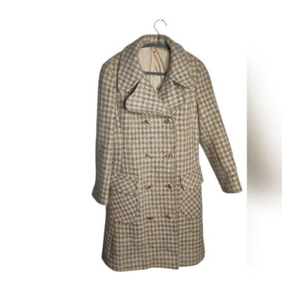 Vintage 1960s Colette Modes Dublin Irish Tweed Houndstooth Pea Coat, Size XS - Image 1 of 4