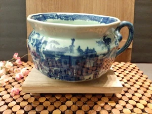 Victoria Ware Ironstone Blue Willow Single Snake Chamber Pot - Foto 1 di 14