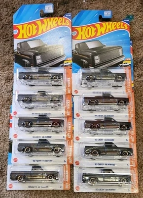 Chevy Silverado 2026 Hot Wheels '83 lote de 10 cajas cuadradas negras y grises - Imagen 1 de 3