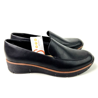 Zapatos Baretraps para mujer 9,5 M negros mocasines tacón de cuña imitación cuero zapatos sin cordones Foto 1 de 4