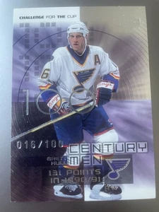 2001-02 UD Challenge for the cup BRETT HULL Century Men 016/100 JERSEY NUMBERED! - Picture 1 of 2