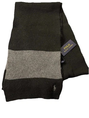 Polo Ralph Lauren Hombres Rugby Rayas Mezcla Lana Bufanda 10x70 Foto 1 de 3